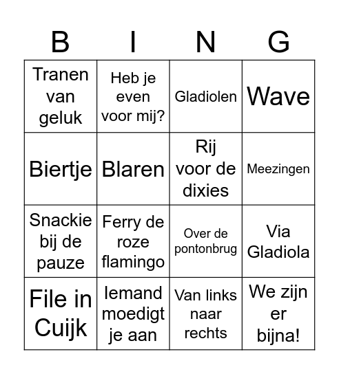 4e dag Vierdaagse Bingo Card