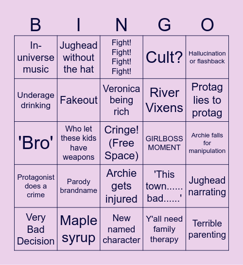Riverdale Bingo Card