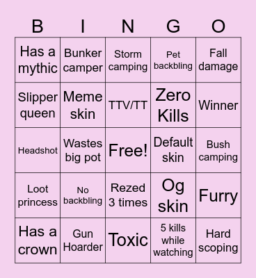 Reload Bingo Card