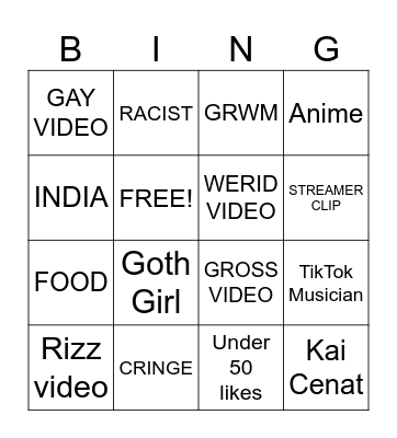 TikTok Bingo 2024 Bingo Card