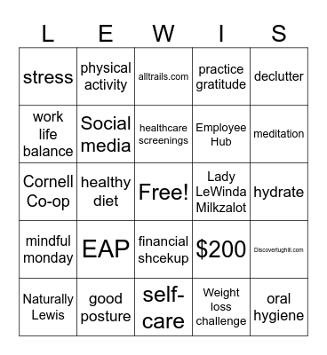Wellness BINGO Card