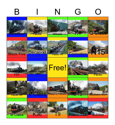 The Golden Age of Steam- A to Z of Steam Bingo Card