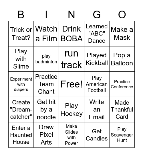 Did you? Bingo Card