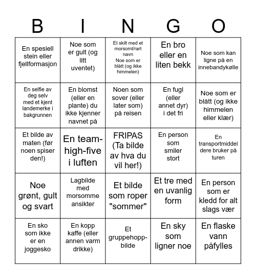 BLÅTUR MED D1 Bingo Card