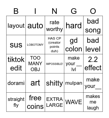 GD RECENT TAB BINGO Card