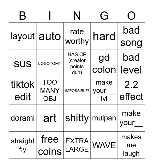 GD RECENT TAB BINGO Card