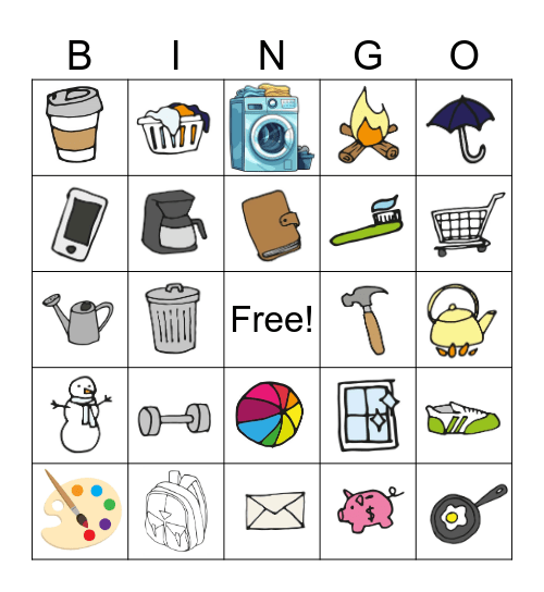 Everyday Objects Bingo Card