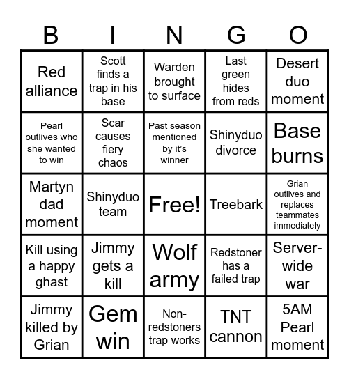 Life series bingo! Bingo Card
