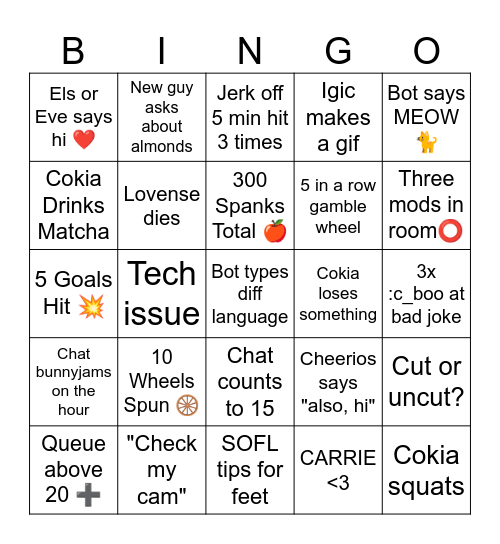 ⭐⭐BINGO CARD #1⭐⭐ Bingo Card