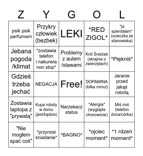 Zigi-kun BINGO Card