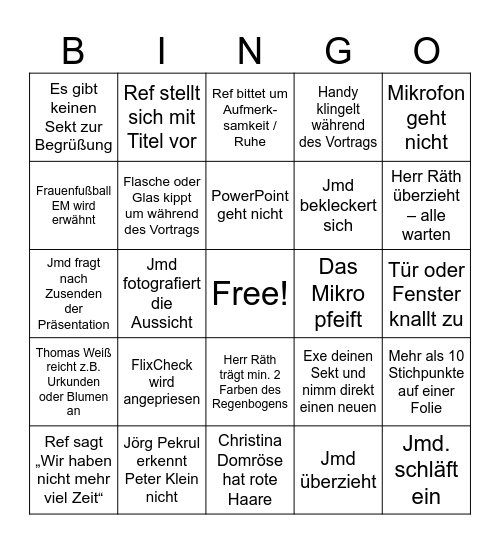 Sommertagungs-Bingo Card