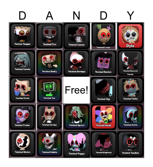 Dandy's World Bingo Card