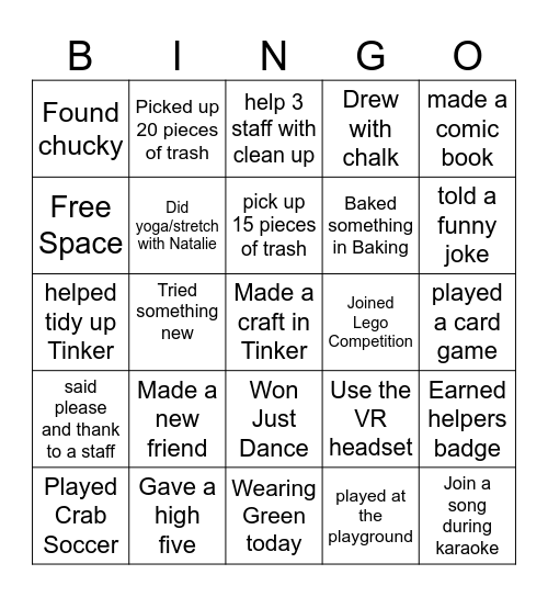 Steve and Kates Camper Bingo Card