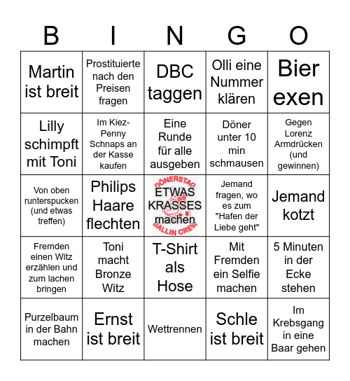 DBC Klassenfahrt Bingo Card