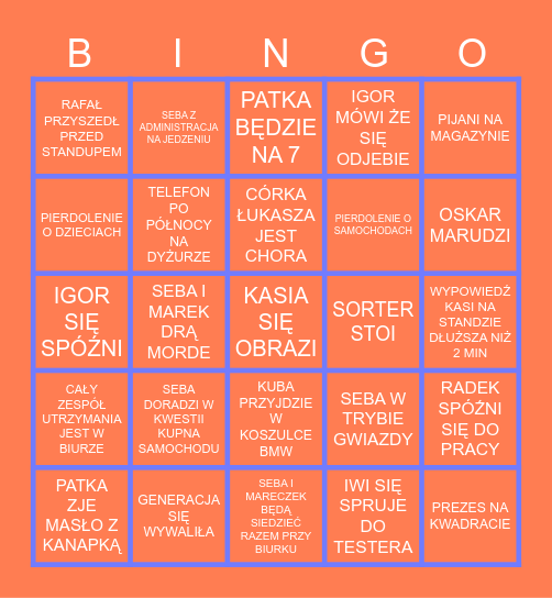 DOZ Bingo Card