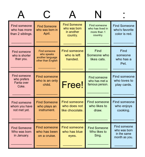 Find Someone Who... Bingo Card