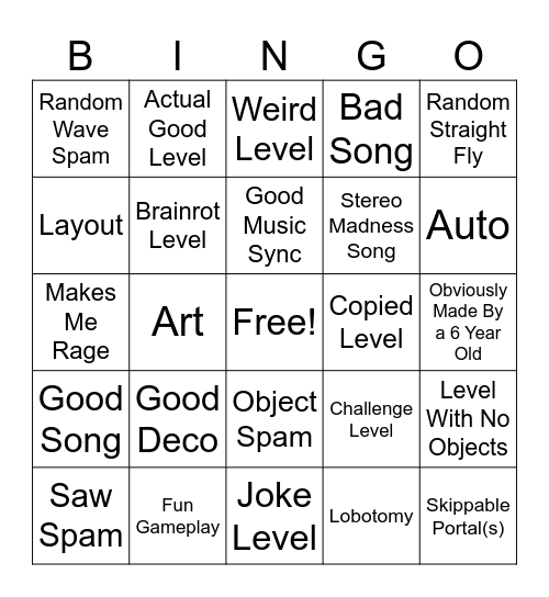 Recent tab bingo Card