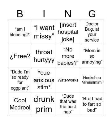 Surgery Bingo Card