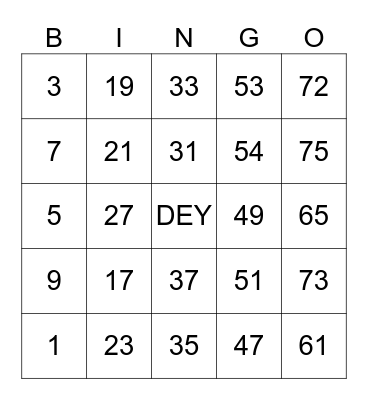 SKA DEY Bingo Card