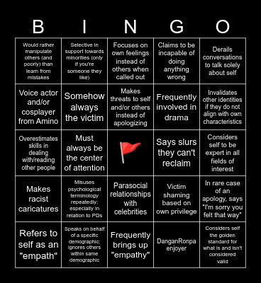 red flag bingo Card