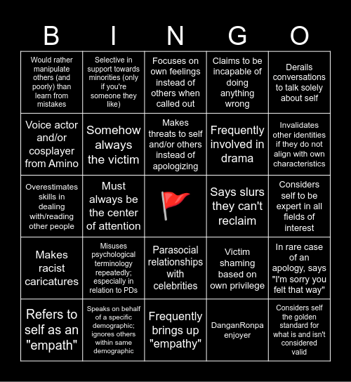 red flag bingo Card