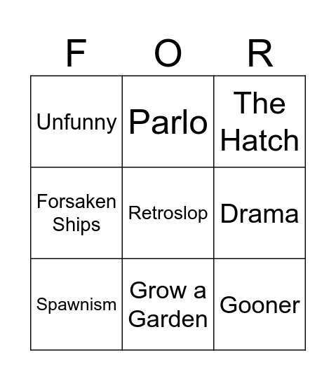 Roblox bingo Card