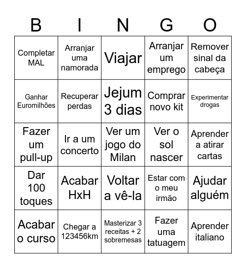 BINGO 2025 Bingo Card