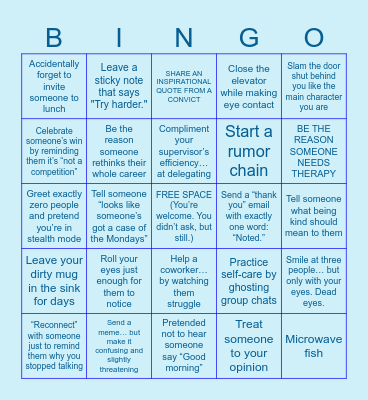 UNSPIRATIONAL OFFICE BINGO Card