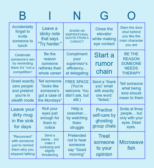 UNSPIRATIONAL OFFICE BINGO Card