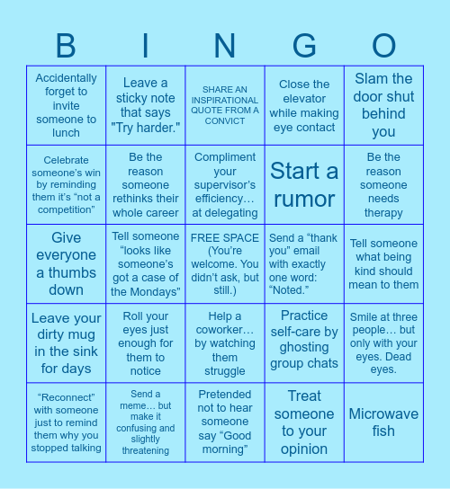 UNSPIRATIONAL OFFICE BINGO Card