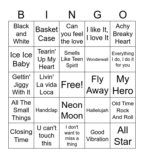 Music Dance Dance Dance Bingo Card