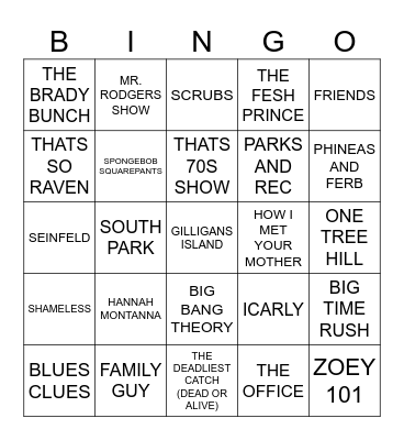 TV Theme Songs Bingo Card