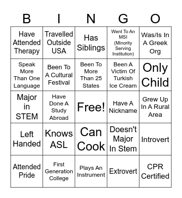 DOI BINGO Card
