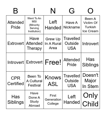 DOI BINGO Card