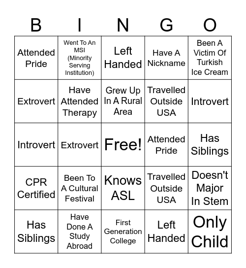 DOI BINGO Card