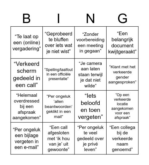 Blunderbingo Card