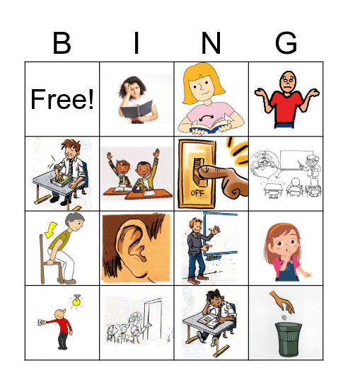 Classroom English Bingo Card