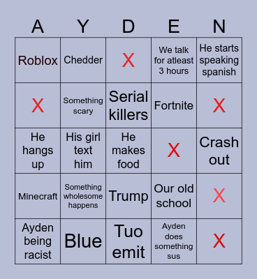 Ayden conversion Bingo Card