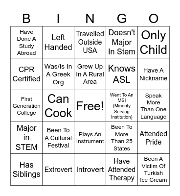 DOI BINGO Card