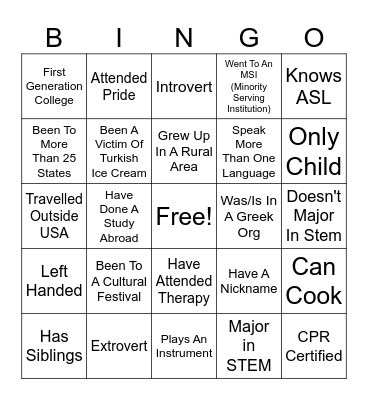 DOI BINGO Card