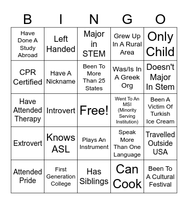 DOI BINGO Card