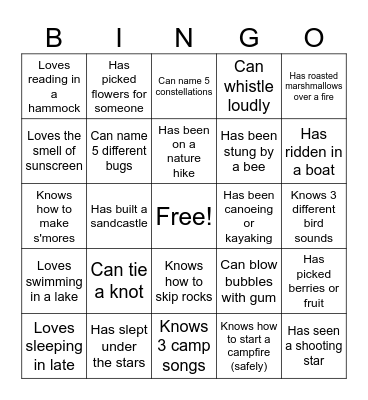 Class Bingo Card
