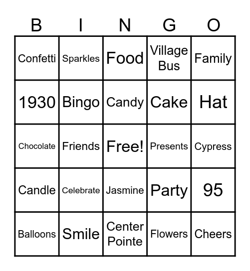Anita's Birthday Bingo Card