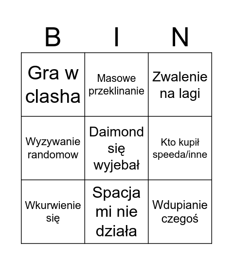Spartan Bingo Card