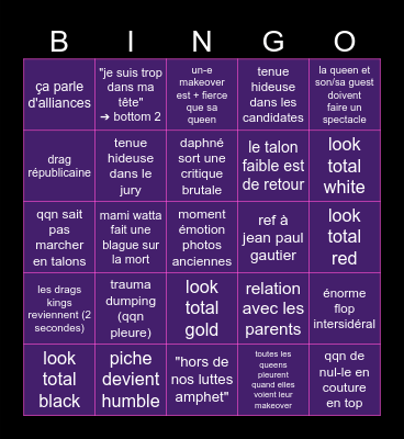✨ BINGO DRAG RACE FRANCE ALL STARS ✨ Bingo Card