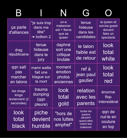 ✨ BINGO DRAG RACE FRANCE ALL STARS ✨ Bingo Card