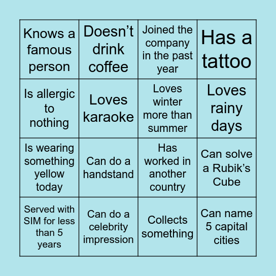 Icebreaker BINGO Card