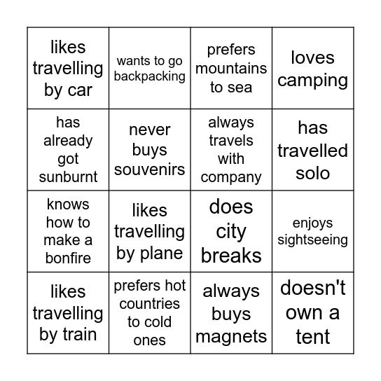 Find someone who... Bingo Card