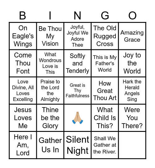 Favorite Hymn Bingo Card