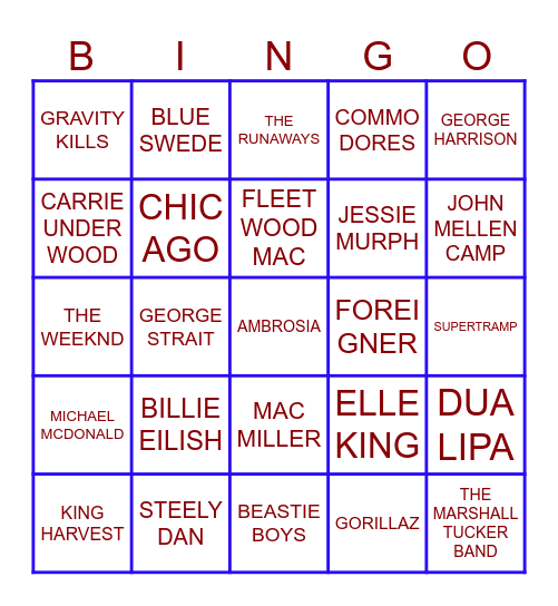 PONTOON TUNES - Game #2 Bingo Card